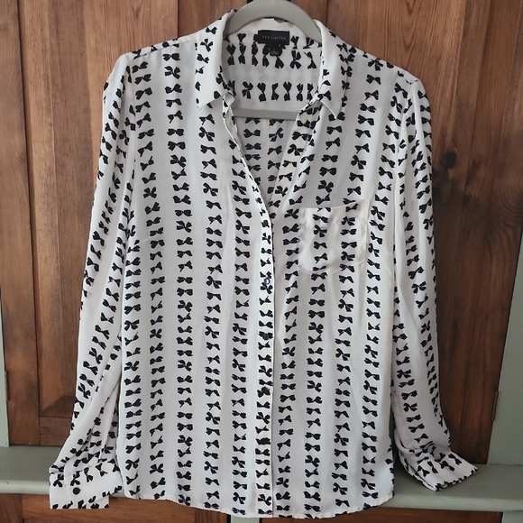 The Limited Black and White Bow Print Button Down Shirt - Picture 1 of 6